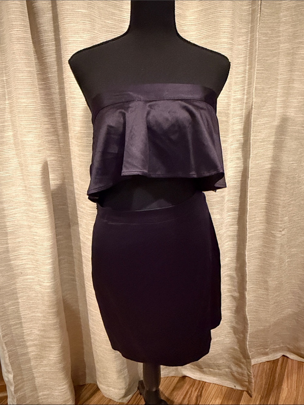 Alyx Strapless Black Ruffle Crop top and pencil skirt set